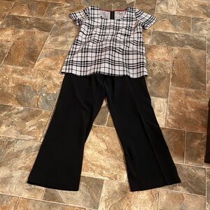 Motherhood Maternity Medium Black White Plaid Blouse with Motherhood XL Trousers
